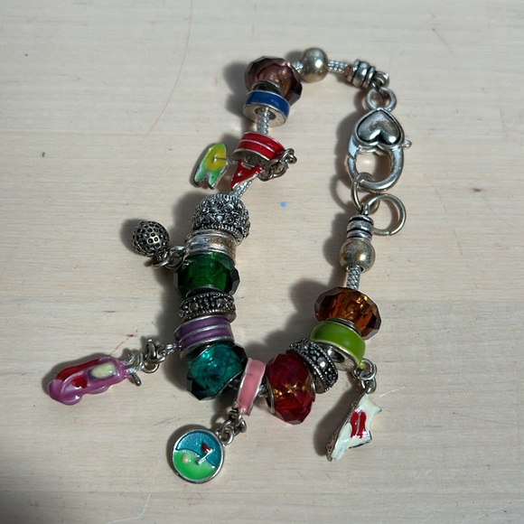 INSPIRED GOLFER CHARM BRACELET, GOLF BALL CLUB BAG SNEAKER CHARMS - Picture 6 of 8